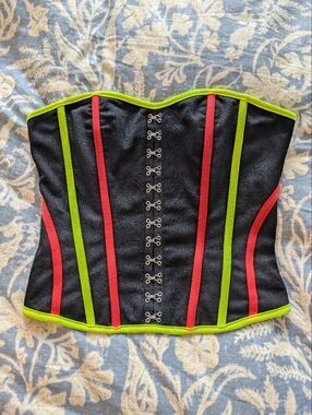 Mandee Black Neon Piping Corset Top